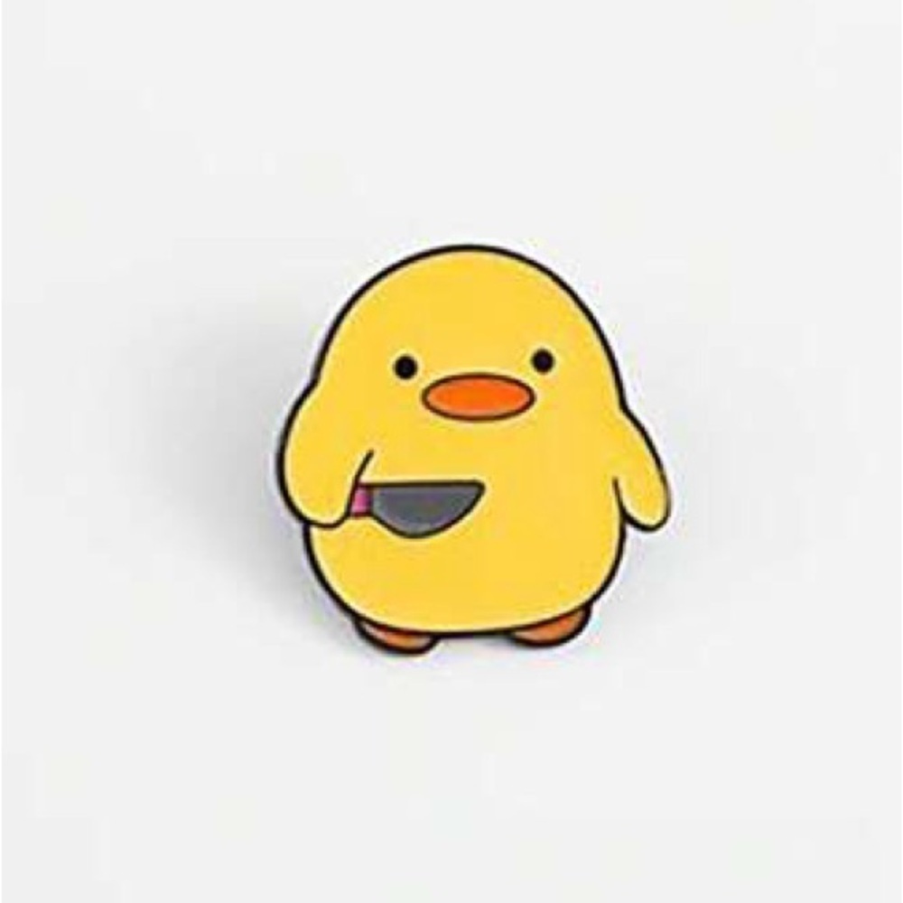 Women’s Jewelry Colorful Funny Duck with Knife Enamel Pin Yellow Black Orange